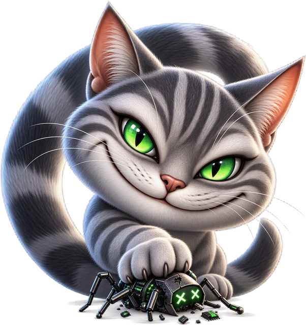 Cheshie, la mascota, en la ilustración de CheshireKat Antivirus